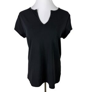 Alfani Intimates Women's XL Black Cotton Lycra Split Neck Sleep Shirt NWT
